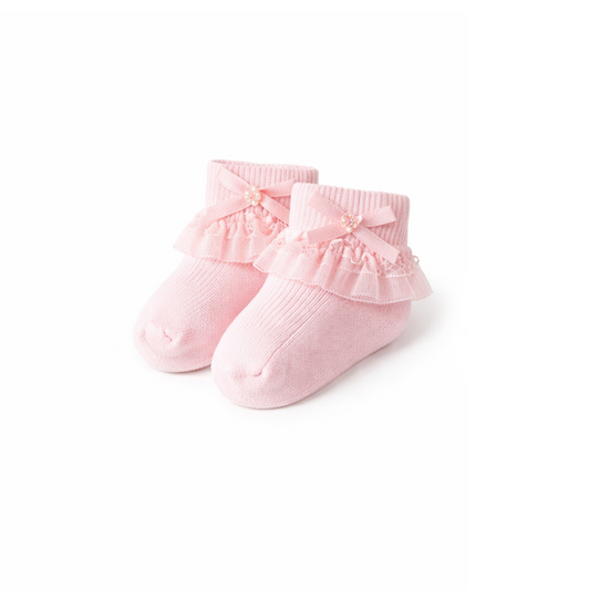 Julie | Lage sokjes met strik roze